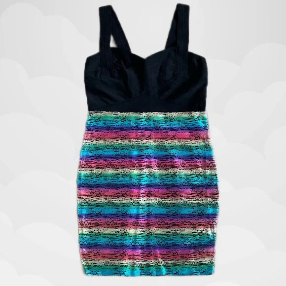 Metallic Rainbow Bodycon Mini Dress - Picture 1 of 7